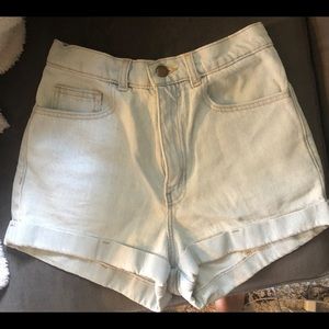 American Apparel Pale Blue High-Waisted Shorts